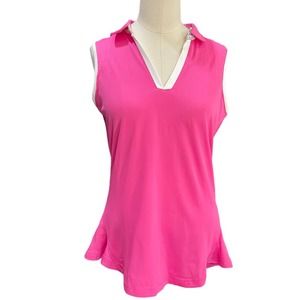PEBBLE BEACH Womens sleeveless collared polotank with ruffle side seam NEW GOLF